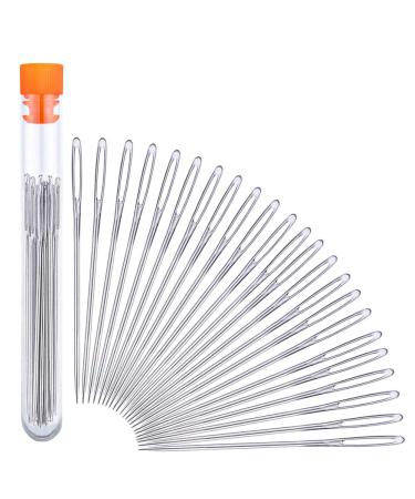 23 PCS Large Eye Sewing Needles, 2.36in Sewing Sharp Needles, Leather Needle Embroidery Thread Needle, Stainless Steel Yarn Knitting Needles with a 3.3in Plastic Bottle