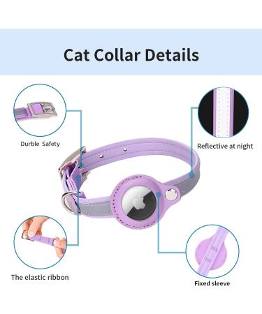 Kocnydey Reflective Airtag Cat Collar - Adjustable Anti-Wing Collars with Bell for Cats & Small Dogs (Purple XS 19-26cm) - Buy Online on SooperMarket.com