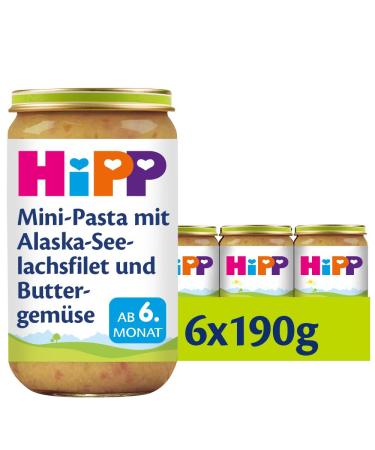 Hipp mini-pasta with Alaska-Seel axle fillet and butter vegetables 6-pack (6 x 190 g) H 6275 pasta/salmon/acc.190g 190 g (6 -pack) pasta/salmon/acc.
