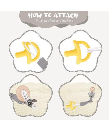 Vicloon 3 Pcs Baby Dummy Clips - Wooden Pacifier Chain Holder for Boys and Girls | Teether Toy Soother Clip in Gray/Beige - Buy Online on SooperMarket.com