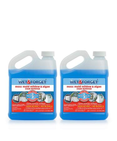 Wet & Forget Moss Mold Mildew & Algae Stain Remover Multi-Surface Outdoor Cleaner Concentrate Original 64 Fluid Ounces (2 Pack)