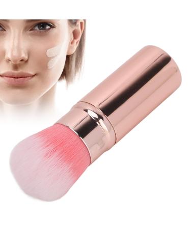 Retractable Makeup Brush Ergonomic Cosmetic Brush with Skin Friendly Soft Bristles Portable Beauty Tool with Dustproof Cover for Travel Cosmetic Tool for Loose Powder Blush Foundation(Pink)