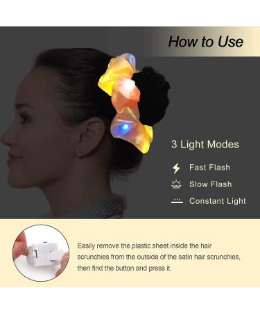 Anglecai LED Hair Scrunchies - 10 Colors Light Up Hair Bands with 3 Modes | Glow in the Dark Elastic Hair Ties for Women Girls - Buy Online on SooperMarket.com