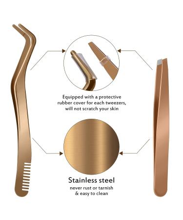 Gold Eyelash Applicator Tool Set for False Lash Clusters - 2 Pcs - Buy Online on SooperMarket.com