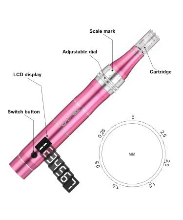 TBPHP M1 Electric Derma Beauty Pen Kit with 12Pcs Replacement Cartridges - Professional At-Home Skin Care Tool (Pink) - Buy Online on SooperMarket.com