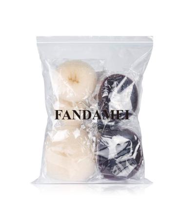 8pcs Hair Donut Bun Maker Set - FANDAMEI Dark Brown & Beige Bun Makers with Hair Elastic Bands and Pins - Buy Online on SooperMarket.com