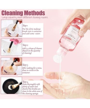 QUKLOGEN 3 In 1 Makeup Brush Cleaning Set Multifunctional Washing Bowl Drying Basket with Handle Silicone Cleaner Mat Removal Cleaner Sponge 150ml/5.12fl.oz Professional Makeup Brush Cleaner (Pink) - Buy Online on SooperMarket.com