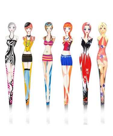 Eyebrow Tweezers Pinkiou Professional Slant tip Brow Clip Hair Removal Makeup Tool with Printed Beauty Cover Cosmetic 6 style pack of 6 pcs (Bikini)