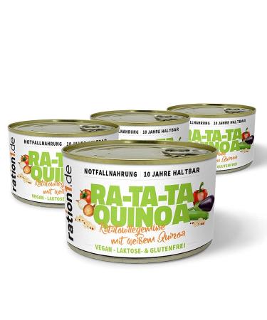 Ration1 Ratatouille M n with White Quinoa - 10-Year Shelf Life Vegan Gluten-Free & Lactose-Free - Ready to Eat 4x400g Pack - Buy Online on SooperMarket.com
