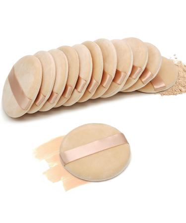 12 Pieces Cotton Powder Puff,3.15 inch Round Portable Soft Sponge Cosmetic Puffs,Velvet Powder Puff with Ribbon Band Handle for Loose Powder Body Powder Makeup Tool