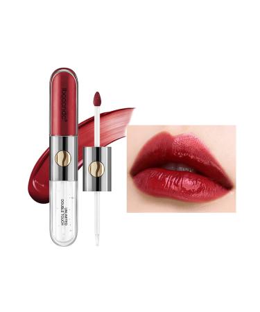 Double-ended Lip Oil Matte Lip Gloss Waterproof Sweatproof Lipstick Sealer Lip Glow Oil Plumper Clear Hydrating Lipstick Raincoa 128#