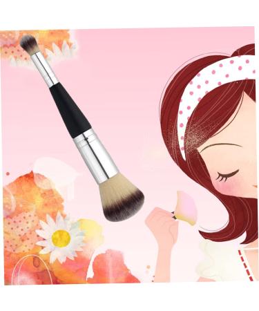 Multifunction Double Head Makeup Brush | Professional Wood Handle for Blush & Eye Powder | Smooth Application | Black & Silver - Buy Online on SooperMarket.com
