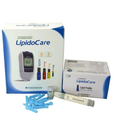 LipidoCare Meter + Lipid Profile Test Strips + Lancing Device and Lancets Meter + Lipid Strips + Lancets & Lancing Device