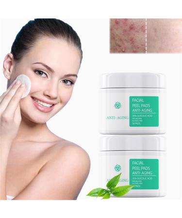 Glycolic Acid Pads 35% Glycolic Acid Peel Pads Exfoliating and Resurfacing Peel Face Wipes for Face & Body with Vitamins B5 Tea Tree Oil Minimizes Pore Appearance & Uneven Skin Tone (2Pcs 2.82oz)