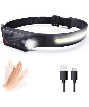 Led Headlamp Rechargeable,Head Lamp to Wear,Hard Hat Light,Headlamp Flashlight,Head Light Band,Headlights for Head,Led Headband,Head Flashlight,Strip Cob Headlamps for Adults Outdoor/Camping/Running Black