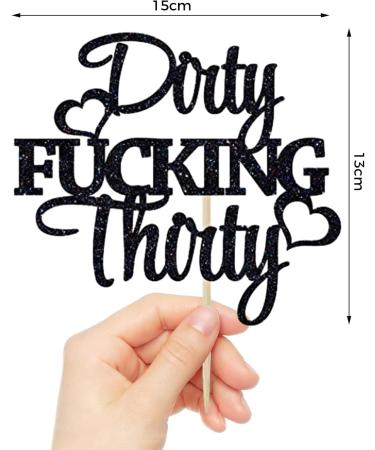 VIKY Glitter 30th Birthday Cake Topper - Dirty Thirty Man & Woman Decoration | Perfect for 30th Birthday Party Decor - Buy Online on SooperMarket.com