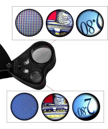 Gift2U Jewelers Eye Loupe 2 Lens 30X 60X Black White Illuminated Jewelry Magnifier with Bright LED Lights for Gems Jewelry 2 Pieces - Buy Online on SooperMarket.com