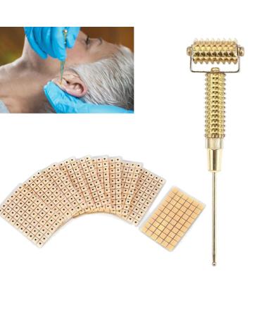 Acupuncture points probe ear detector acupuncture points springs needle massage roller with earperlen magnetic acupressure acupuncture pen meridian massage (golden)