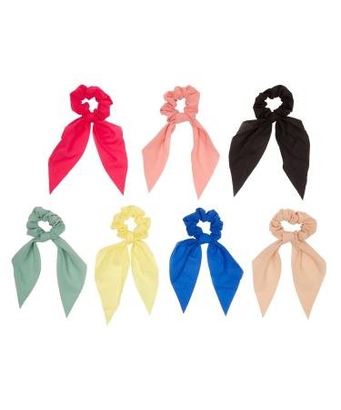 Chiffon Scarf Hair Scrunchies 14 Pack - 7 Striped 7 Solid - Women's Stylist Accessories - Buy Online on SooperMarket.com