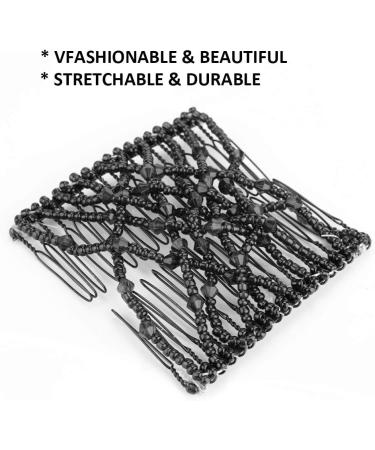 Magic Hair Comb Accessories for Women Girls Black Stretchable Beading Double Slide Combs (Black) - Buy Online on SooperMarket.com