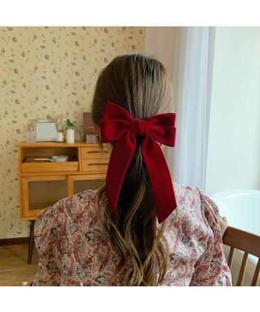 Velvet Hair Bow Clips Large Satin Ribbon Bow Hairpins Bow Hair Barrette for Party Hair Accessories Black Bow Hair Clips Velvet Hair Bow Clips Satin Ribbon Bow Hairpins Red - Buy Online on SooperMarket.com
