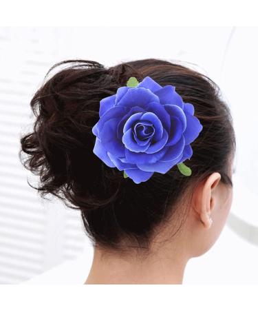 OSALADI Flower Hair Accessories Artificial Floral Hair Clip Big Rose Flower Hairpin Wedding Bridal Barrette Elegant Brooch Accessories for Women Girl Bridal Blue White Roses Artificial Flowers - Buy Online on SooperMarket.com