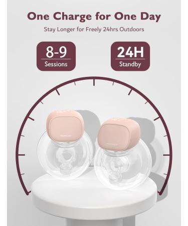 MomcoZy S9 Portable Electric Milk Pump | Free-Handed & Long Battery Life | 2 Modes & 9 Levels | 24mm Pink - Best for Moms - Buy Online on SooperMarket.com