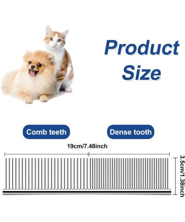 Professional Stainless Steel Pet Comb Rounded Teeth Dog Comb Fur Detangling Tool for Large Medium Small Dogs Cats Fur Detangling Tool (19cm x 3.5cm) - Buy Online on SooperMarket.com