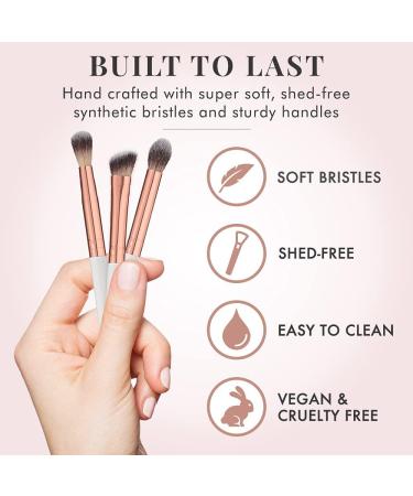 Rose Gold Eye Makeup Brush Set by Lily England - 8 Professional Brushes for Blending Eyeshadow, Concealer, Brows, and Eyeliner - Buy Online on SooperMarket.com