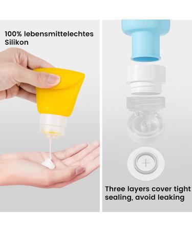 100ml Silicone Travel Bottles Set | 4 Leak-Proof TSA Approved Containers for Shampoo & Lotion | BPA Free Colorful Travel Essentials - Buy Online on SooperMarket.com
