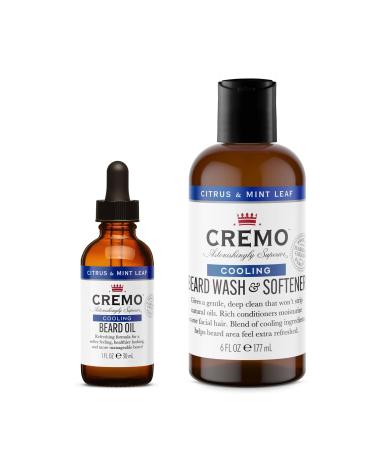 CREMO - Soothing Beard Oil For Men | Natural Oils | Citrus & Mint Fragrance | 30ml + Beard Shampoo For Men | Citrus & Mint | 177ml
