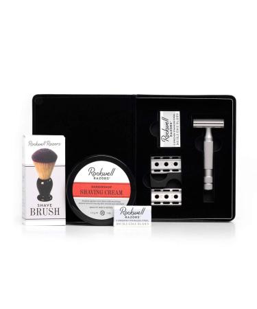 ROCKWELL RAZORS 6S Shave Kit Matte Stainless Steel Razor Shave Cream Faux-Badger Brush and Blades 6S - Stainless Steel