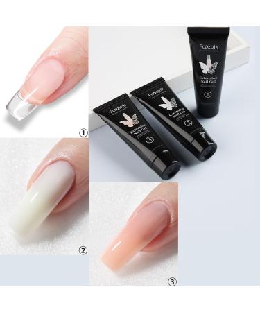 Poly Extension Gel Nail Kit - Clear White Pink Builder Gel with Slip Solution & Dual Forms | Home Manicure Starter Set - Buy Online on SooperMarket.com