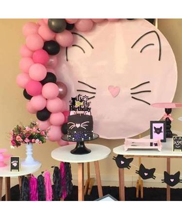Happy Birthday Cat Cake Topper - Glittery Black Kitten Decoration for Birthday Baby Shower & Wedding Parties - Buy Online on SooperMarket.com