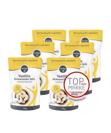 6 x borchers Vanillin Birch Sugar | Sugar-free alternative to vanilla sugar | Fewer calories | 65 g