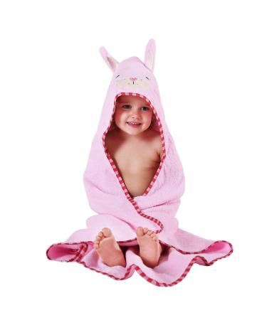 COOKY.D Hooded Baby Bath Towel 100% Soft Cotton Kids Towelling Bathrobe for Girls Boys 0-6 Years Old 90 x 90cm Light Pink Rabbit Light Pink-rabbit