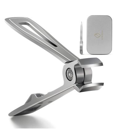 FERYES Nail Cutter Toenail Clippers for Thick Nails with Metal Nail File - 15mm Wide Jaw Nail Clipper for Tough Fingernails - Stainless Steel Nail Trimmers Fingernail Clipper for Seniors  Men & Women  Gray