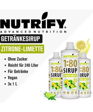 Nutrify Vital Fitness Drink 1:80 Syrup - 3x1L Sugar-Free Lemon Lime Set | 240 Liters of Low-Calorie Sports Beverage with Vitamins & L-Carnitine - International Shipping Available - Buy Online on SooperMarket.com