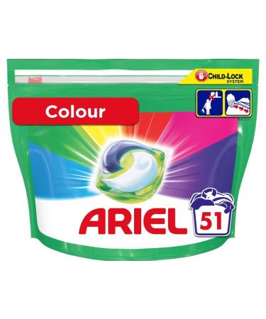 Ariel Pods All-in-One Washing Liquid Laundry Detergent Tablets/Capsules Colour 51 Washes Ariel All-in-1 Color Pods