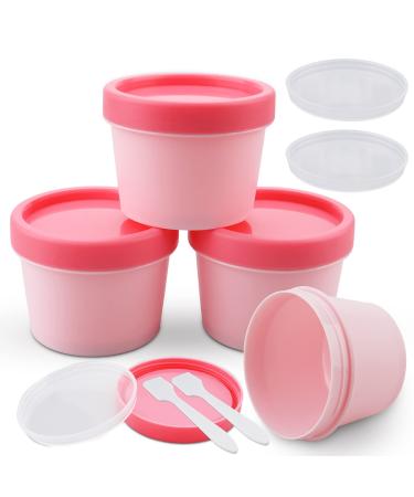 Cosywell Plastic Cream Jars 3.4oz/100ml Empty Cosmetic Pot Jars 4 Pieces Refillable Travel Containers for Toiletries TSA Approved Leak-proof Travel Size Accessories with Lids(Pink) pattern1