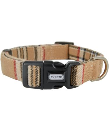 Yudote Soft Dog Collar for Small Dogs | Checkered Fabric Sensitive Skin Friendly Beige 1-Pack - Buy Online on SooperMarket.com