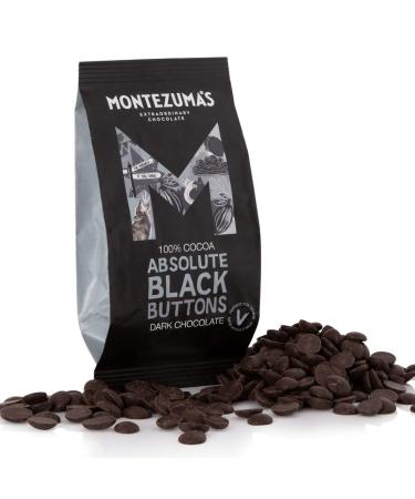 Montezuma's Absolute Black 100% Cocoa Dark Chocolate Buttons Gluten Free & Naturally Vegan 180g Bag 180 g (Pack of 1)