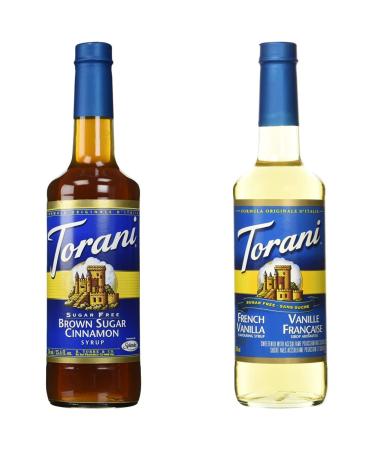 Torani Sugar-Free Brown Sugar Cinnamon Syrup 750 ml & Sugar Free French Vanilla Flavour Syrup 750ml Cinnamon Syrup + Syrup