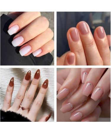 AILLSA Milky White Gel Nail Polish Set Nude Sheer Pink Brown Gel Polish with Base and Top Coat Jelly Natural Neutral Nail Polish Gel Soak Off U V Starter Kit Gift DIY Manicure at Home A2-amber Brown - Buy Online on SooperMarket.com