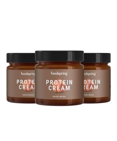 foodspring Protein Cream 3 x 200g High Protein Chocolate Hazelnut Spread with 85% Less Sugar