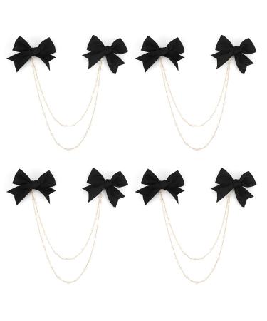 Biitfuu 4Pcs Bow Black Hairpin Girls Hair Bows Hair Black with Pearl Chains for Women Hair Accessories(#2)