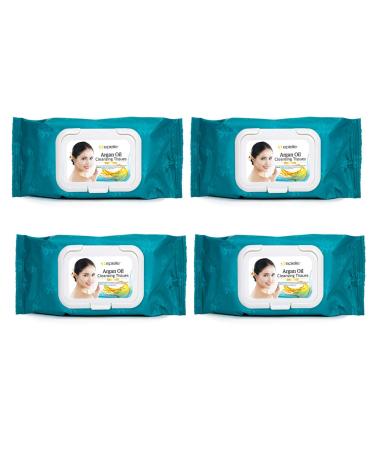 Epielle Argan Oil Cleansing Facial Tissues Makeup Remover Wipes Gentle and Nicely Scented Towelettes - 60 Sheets per pack 4 pack (new)