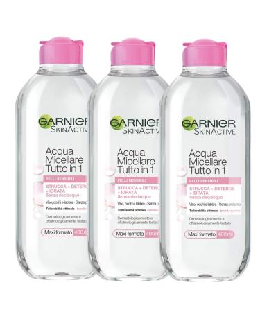 Garnier Micellar Water Set All-in-1 Makeup Cleanses and Moisturizes No Rinse 400 ml 3 pieces