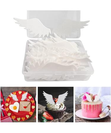 Hpory Cake Topper 60 Pcs Edible White Wings Cupcake Toppers Glutinous Rice Paper Happy Birthday Cake Toppers Angel Wings Cake Decorations for Birthday Wedding Celebration Party - Buy Online on SooperMarket.com
