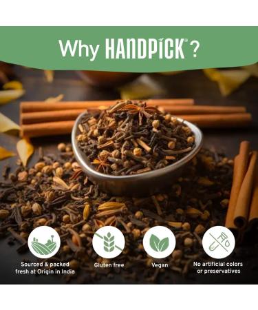 Handpick Masala Chai Tea Bags 100 Count - Strong & Aromatic Blend with Cinnamon, Pepper, Cloves & Cardamom - Premium Quality Round Bags - Eco-conscious Packaging - Buy Online on SooperMarket.com